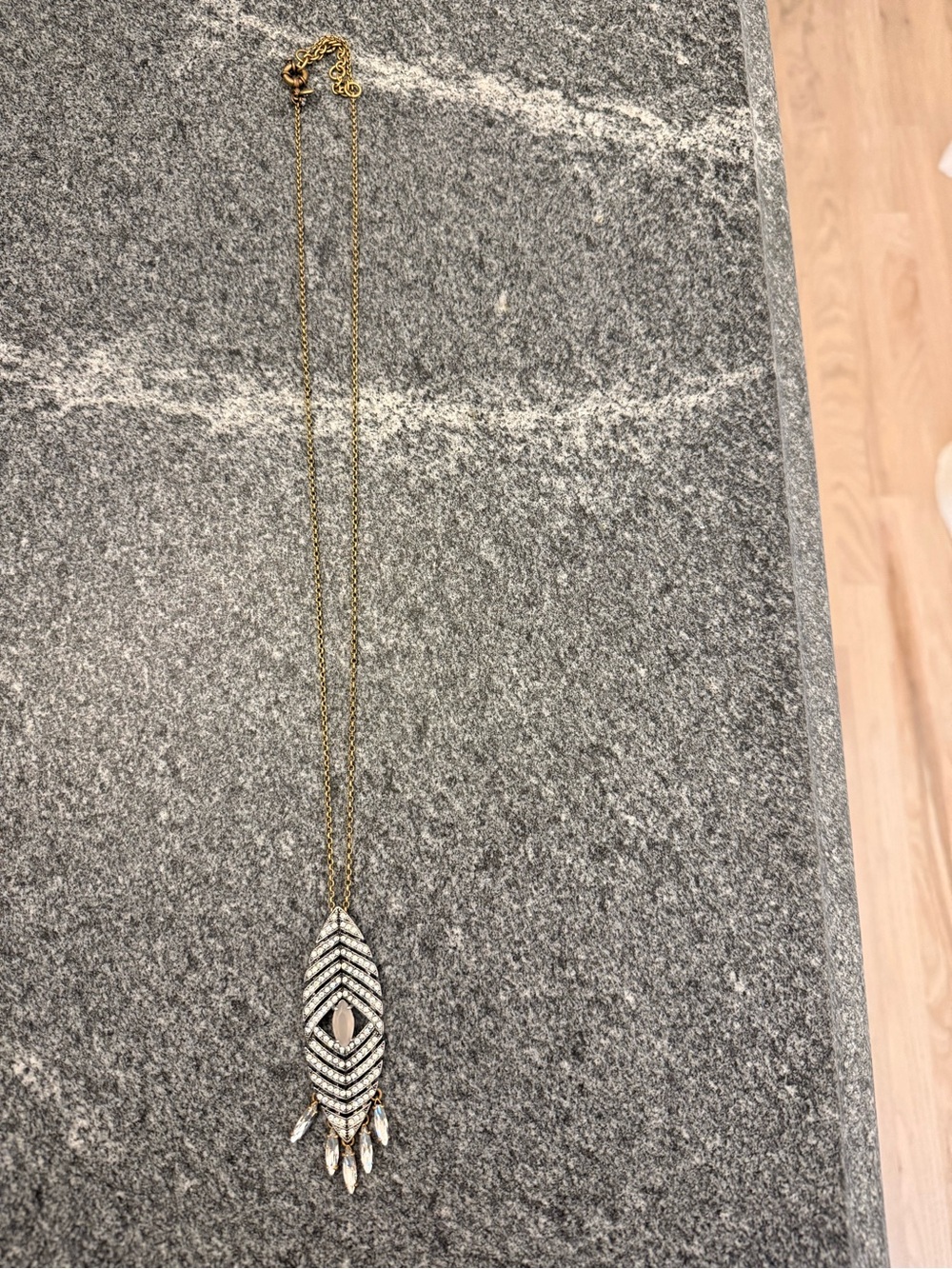 J. Crew Gold-Tone Fringe Pendant Necklace with Clear Crystals